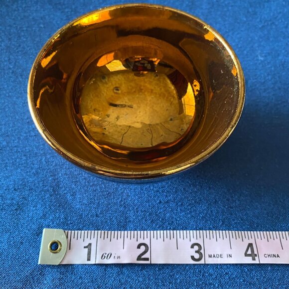 Vintage Gold & Cobalt Blue Porcelain Decorative Bowl 3 Inches - Picture 3 of 4